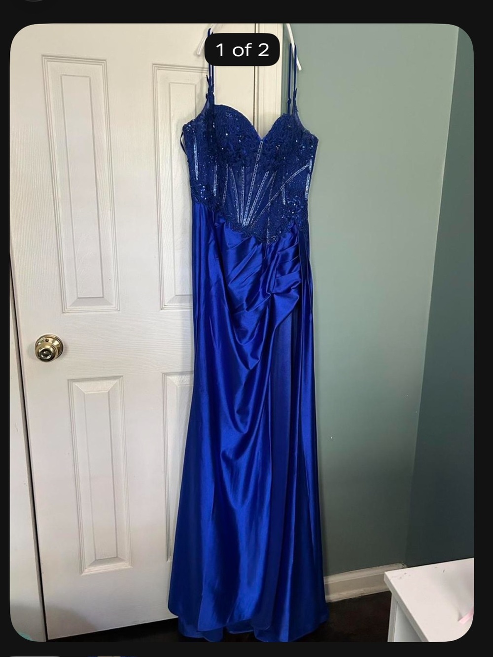 Beaded Royal Blue Prom Dress with Sweetheart Bodice